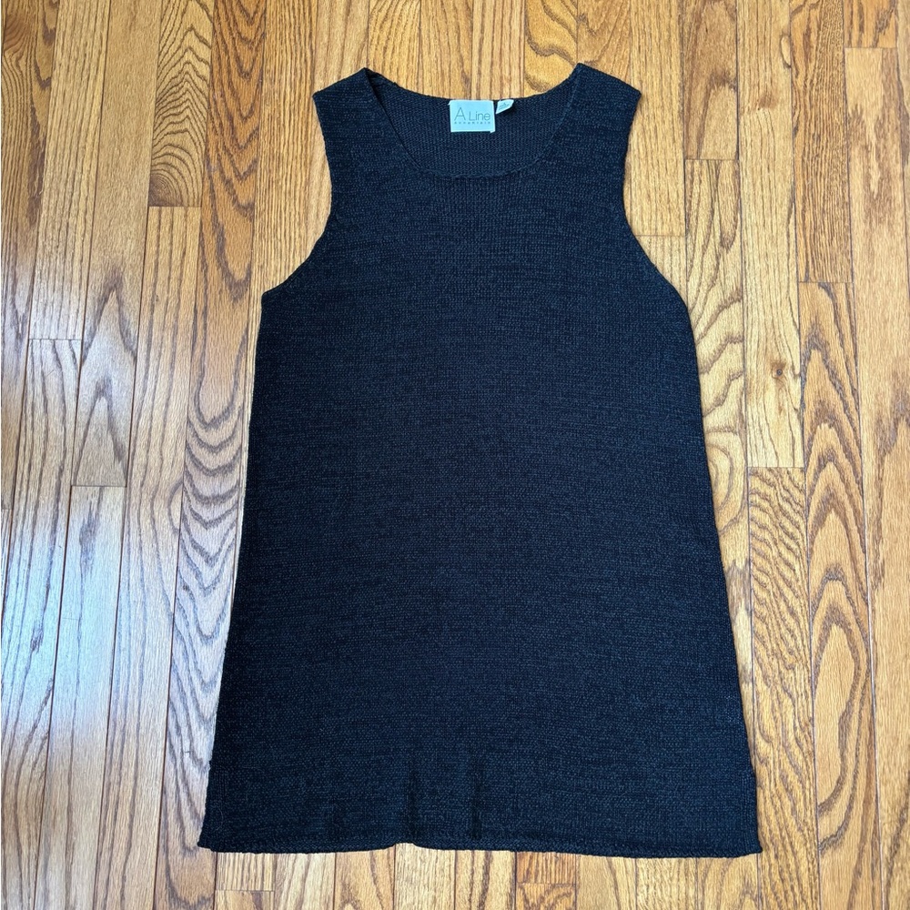 A Line by Anne Klein Elegant Black Knit Sleeveless Top